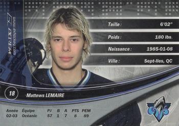 2003-04 Extreme Rimouski Oceanic (QMJHL) #10 Mattews Lemaire Back