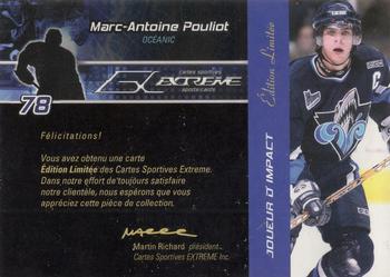 2003-04 Extreme Rimouski Oceanic (QMJHL) #NNO Marc-Antoine Pouliot Back