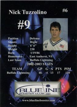 2003-04 Blueline Booster Club Lincoln Stars (USHL) #6 Nick Tuzzolino Back