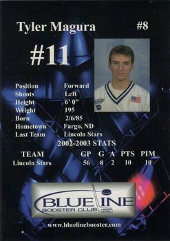 2003-04 Blueline Booster Club Lincoln Stars (USHL) #8 Tyler Magura Back