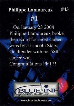 2003-04 Blueline Booster Club Lincoln Stars (USHL) Update #43 Jean-Philippe Lamoureux Back
