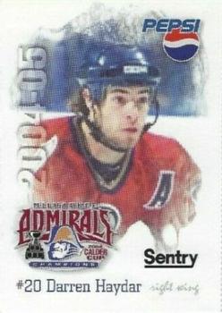 2004-05 Pepsi Milwaukee Admirals (AHL) #NNO Darren Haydar Front