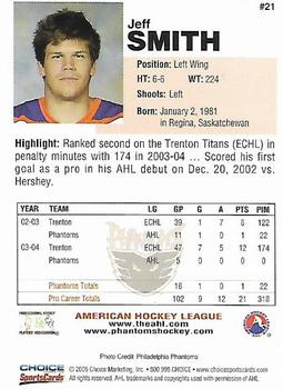 2004-05 Choice Philadelphia Phantoms (AHL) #21 Jeff Smith Back