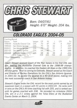 2004-05 Champion Auto Group Colorado Eagles (CHL) #NNO Chris Stewart Back