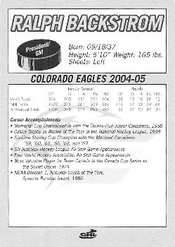 2004-05 Champion Auto Group Colorado Eagles (CHL) #NNO Ralph Backstrom Back