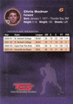 2004-05 Knoxville Ice Bears (SPHL) #NNO Chris Bodnar Back