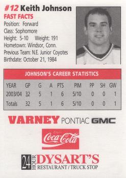 2004-05 Maine Black Bears (NCAA) #11 Keith Johnson Back