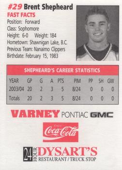 2004-05 Maine Black Bears (NCAA) #24 Brent Shepheard Back