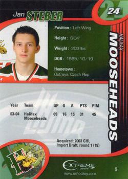 2004-05 Extreme Halifax Mooseheads (QMJHL) #9 Jan Steber Back