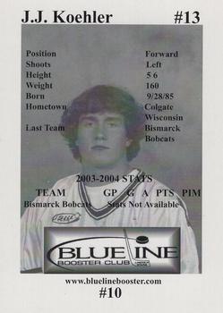 2004-05 Blueline Booster Club Lincoln Stars (USHL) #10 J.J. Koehler Back