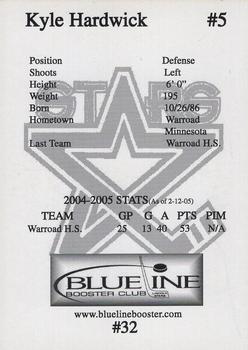 2004-05 Blueline Booster Club Lincoln Stars (USHL) Update #32 Kyle Hardwick Back