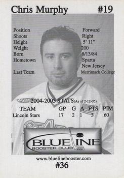 2004-05 Blueline Booster Club Lincoln Stars (USHL) Update #36 Chris Murphy Back
