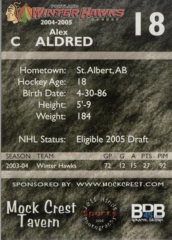 2004-05 Portland Winter Hawks (WHL) #NNO Alex Aldred Back