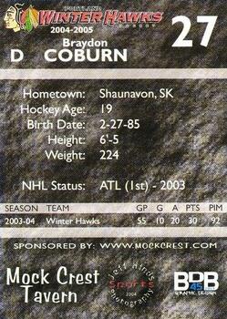 2004-05 Portland Winterhawks (WHL) #NNO Braydon Coburn Back