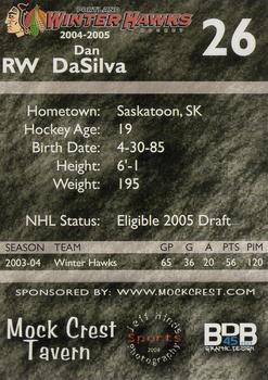 2004-05 Portland Winter Hawks (WHL) #NNO Dan DaSilva Back