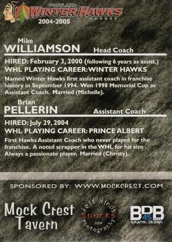 2004-05 Portland Winterhawks (WHL) #NNO Mike Williamson Back