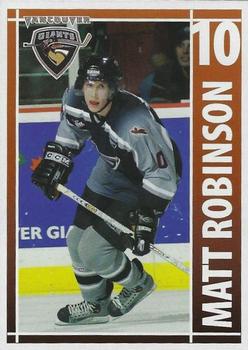 2004-05 BC Hydro Vancouver Giants (WHL) #NNO Matt Robinson Front