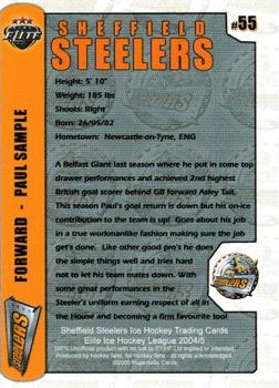 2004-05 Rupertville Sheffield Steelers (EIHL) #NNO Paul Sample Back