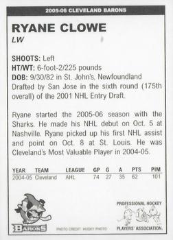 2005-06 Cleveland Barons (AHL) #NNO Ryane Clowe Back