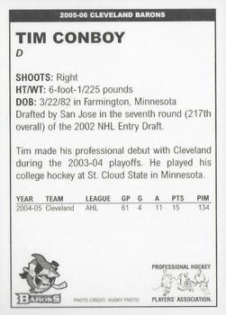 2005-06 Cleveland Barons (AHL) #NNO Tim Conboy Back