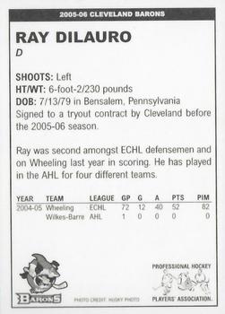 2005-06 Cleveland Barons (AHL) #NNO Ray DiLauro Back