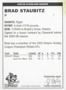 2005-06 Cleveland Barons (AHL) #NNO Brad Staubitz Back