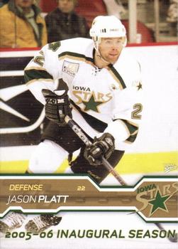2005-06 MultiAd Iowa Stars (AHL) #14 Jason Platt Front
