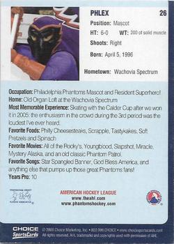 2005-06 Choice Philadelphia Phantoms (AHL) #26 Phlex Back