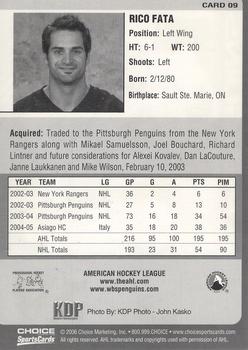 2005-06 Choice Wilkes-Barre/Scranton Penguins (AHL) #9 Rico Fata Back