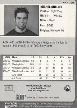 2005-06 Choice Wilkes-Barre/Scranton Penguins (AHL) #21 Michel Ouellet Back