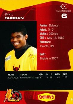 2005-06 Extreme Belleville Bulls (OHL) #6 P.K. Subban Back