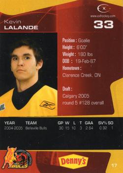 2005-06 Extreme Belleville Bulls (OHL) #17 Kevin Lalande Back