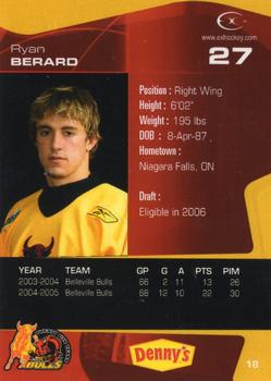 2005-06 Extreme Belleville Bulls (OHL) #18 Ryan Berard Back