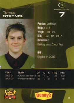 2005-06 Extreme Brampton Battalion (OHL) #8 Tomas Stryncl Back