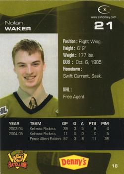 2005-06 Extreme Brampton Battalion (OHL) #18 Nolan Waker Back