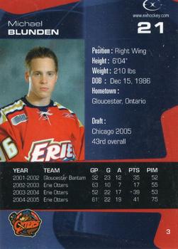 2005-06 Extreme Erie Otters (OHL) #3 Mike Blunden Back