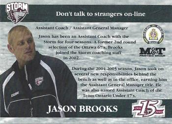 2005-06 M&T Printing Guelph Storm (OHL) #A-06 Jason Brooks Back