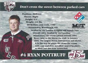2005-06 M&T Printing Guelph Storm (OHL) #B-01 Ryan Pottruff Back