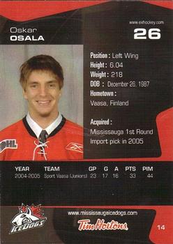 2005-06 Extreme Mississauga IceDogs (OHL) #14 Oskar Osala Back