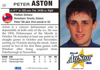 2005-06 Bell OHL All-Star Classic #1 Peter Aston Back