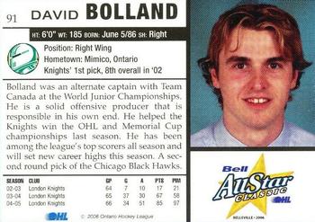 2005-06 Bell OHL All-Star Classic #3 Dave Bolland Back