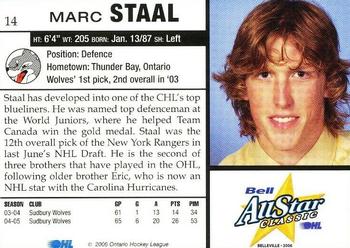 2005-06 Bell OHL All-Star Classic #35 Marc Staal Back