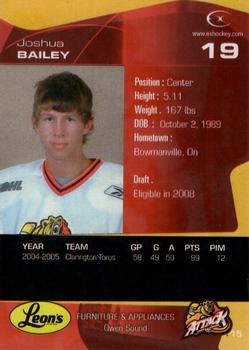 2005-06 Extreme Owen Sound Attacks (OHL) #15 Joshua Bailey Back