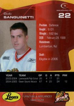 2005-06 Extreme Owen Sound Attacks (OHL) #17 Bob Sanguinetti Back