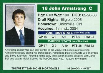 2005-06 Plymouth Whalers (OHL) #A-02 John Armstrong Back