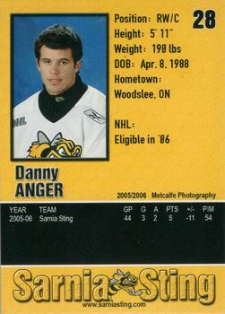 2005-06 Sarnia Sting (OHL) #2 Danny Anger Back