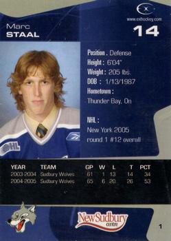 2005-06 Extreme Sudbury Wolves OHL #1 Marc Staal Back