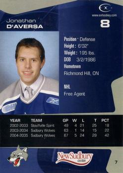 2005-06 Extreme Sudbury Wolves OHL #7 Jonathan D'Aversa Back