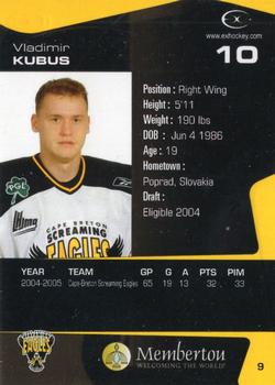 2005-06 Extreme Cape Breton Screaming Eagles (QMJHL) #9 Vladimir Kubus Back
