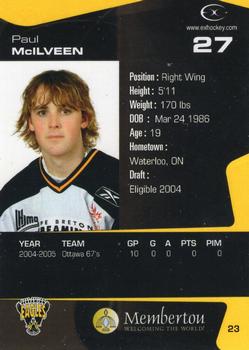 2005-06 Extreme Cape Breton Screaming Eagles (QMJHL) #23 Paul McIlveen Back